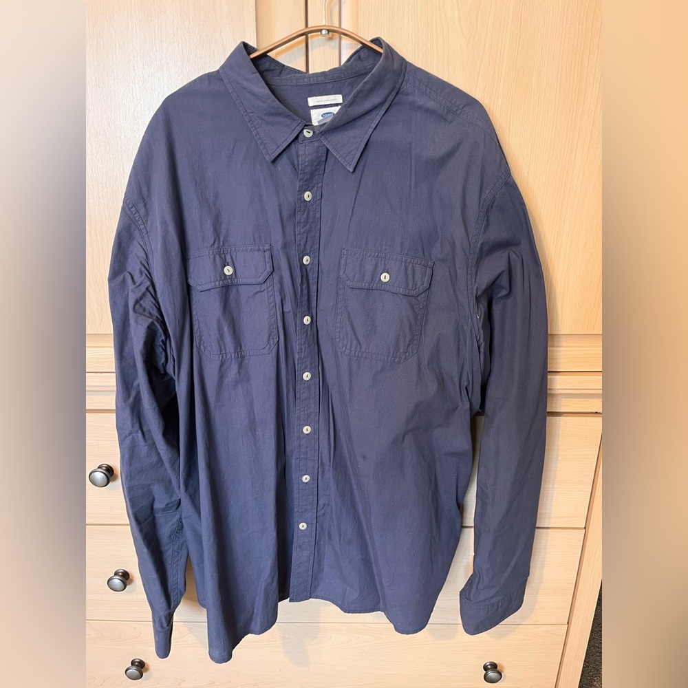 Old Navy Men's Dark Blue Casual Button Down Shirt, XXXL